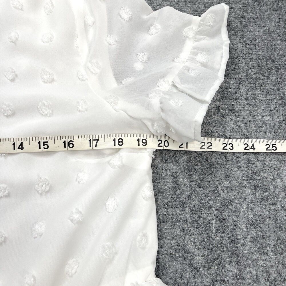 Andree by Unit Swiss Dot Babydoll Top Size Medium Tiered Lined Keyhole Back - Picture 8 of 11